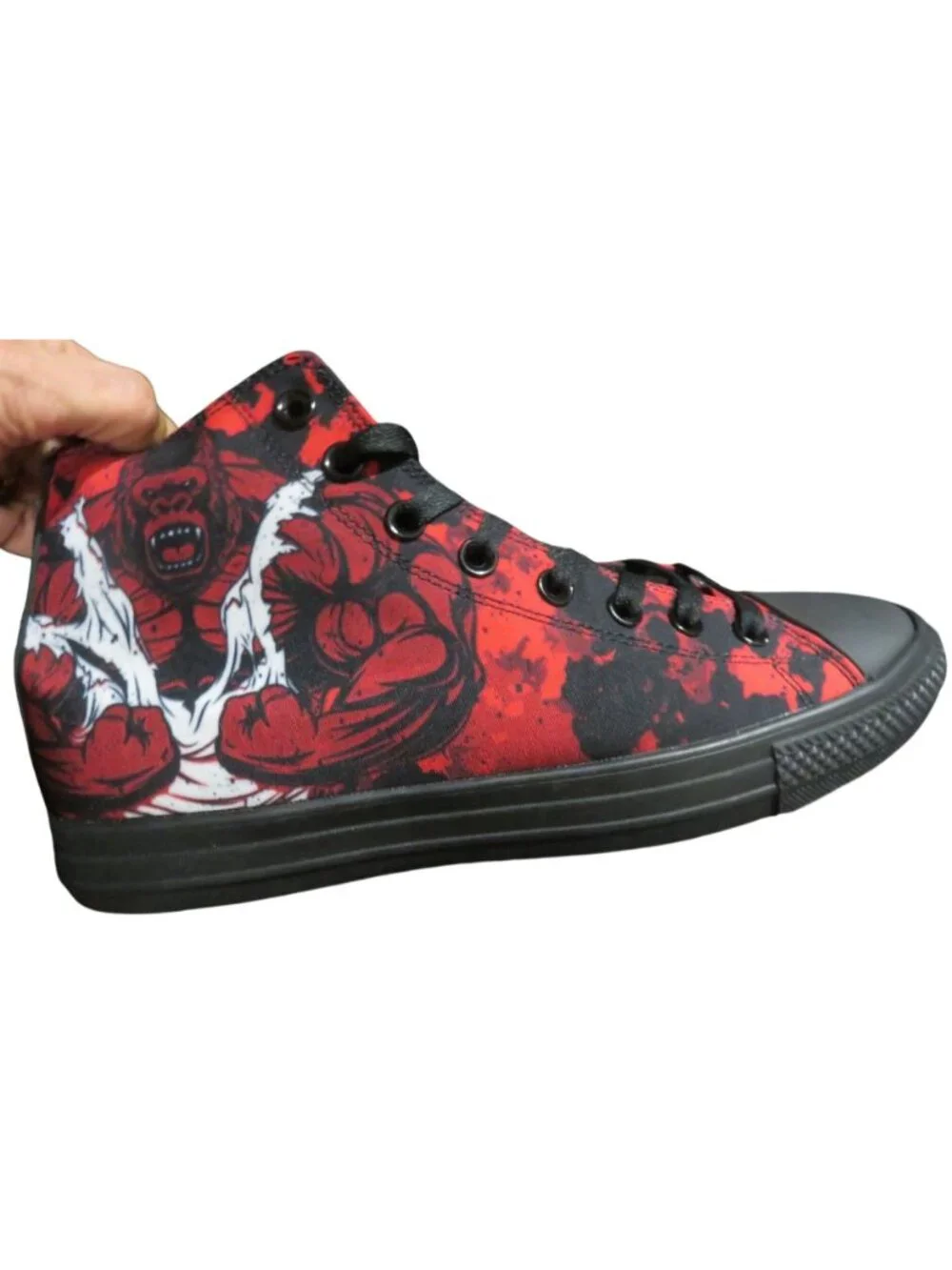 RAAD Shop Red Camo Gorilla High Top Canvas Sneakers men 9.5 women 11 Memory Foam